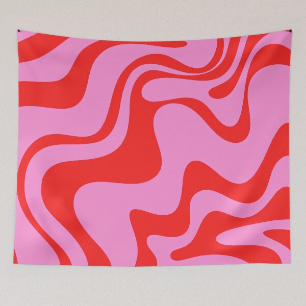 Item preview, Liquid Swirl Retro Contemporary Abstract 2 Preppy Pink and Red Pattern designed and sold by kierkegaard.