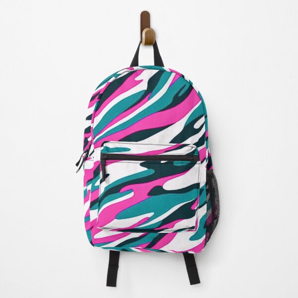Item preview, Striking Tiger Pattern Art with Tightly Packed White, Pink, Teal Stripes designed and sold by CamouflageLab.