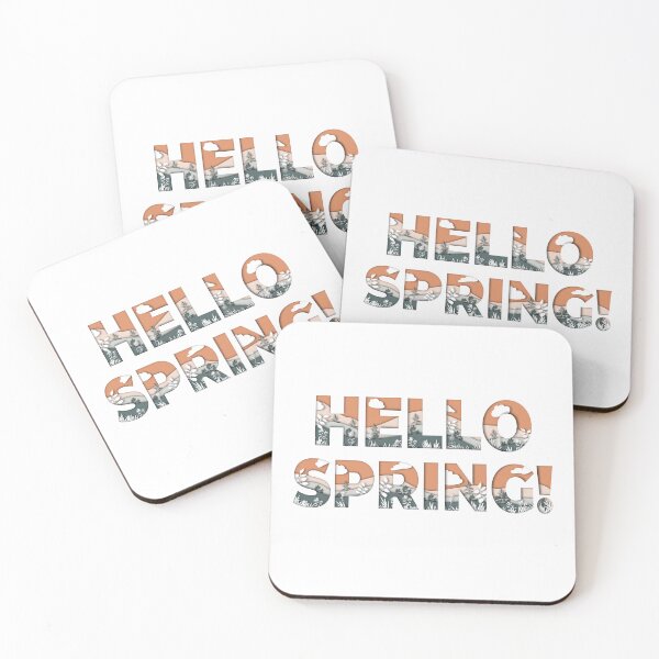 Item preview, Hello Spring Typography with Nature Landscape Cutout designed and sold by CreativeLarysa.