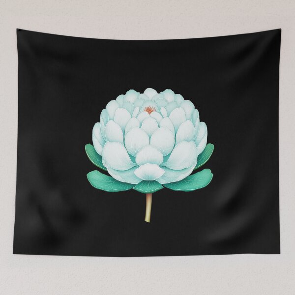 Item preview, Blissful White Sugarbush Protea Flower. Vintage Botanical Illustration, Natural History, Zen Yoga Meditation, Exotic Tropical Plant, Surreal Floral Art designed and sold by MarikoDesignArt.