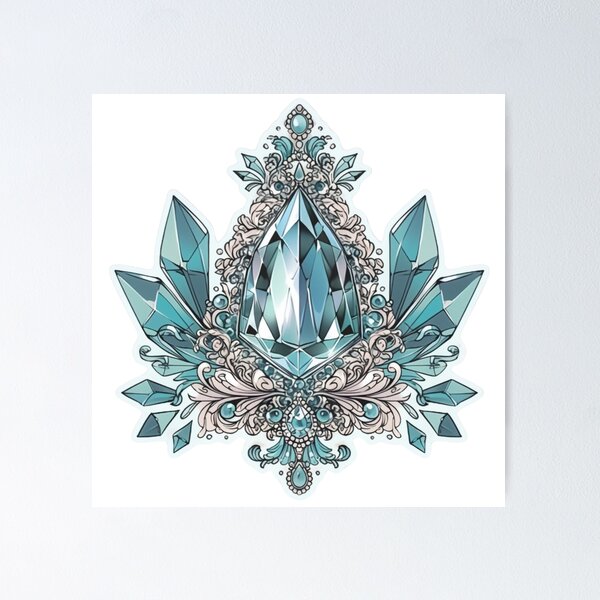 Item preview, March birthstone Aquamarine jewels with flowers designed and sold by MendaciousMina.