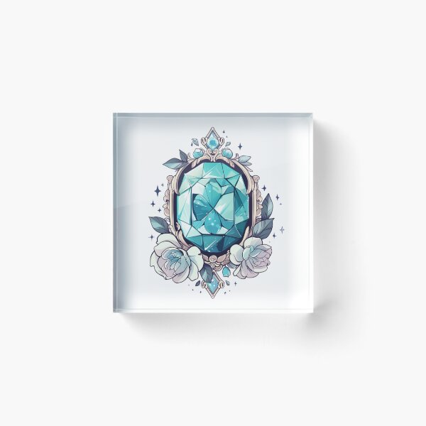 Item preview, March birthstone Aquamarine jewels with flowers designed and sold by MendaciousMina.