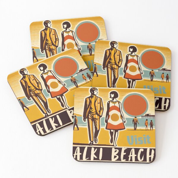 Item preview, Visit Alki Beach vintage Seattle travel poster inspired  designed and sold by OSKAR-NOVAK.