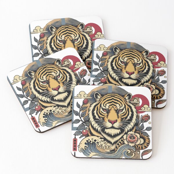 Item preview, Japanese style tiger with big moon in the background designed and sold by Brushlight Studio.