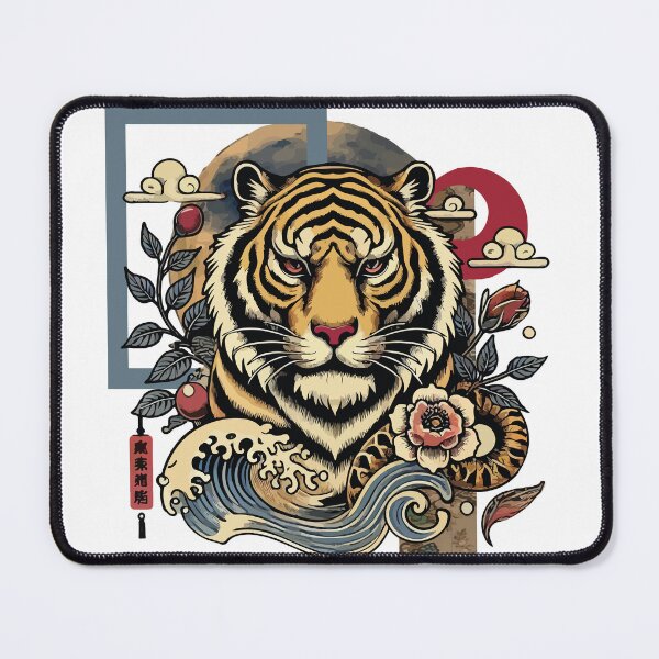 Item preview, Japanese style tiger with big moon in the background designed and sold by Brushlight Studio.