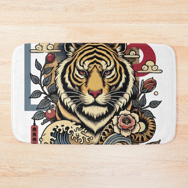 Item preview, Japanese style tiger with big moon in the background designed and sold by Brushlight Studio.