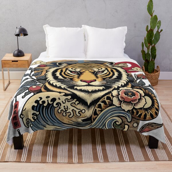Item preview, Japanese style tiger with big moon in the background designed and sold by Brushlight Studio.