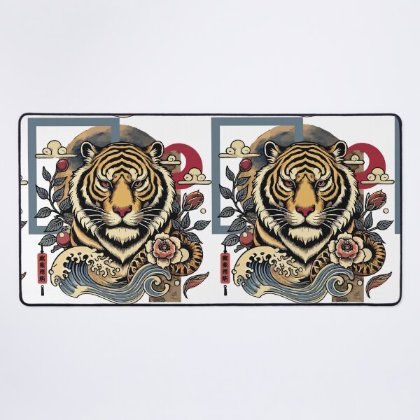 Item preview, Japanese style tiger with big moon in the background designed and sold by Brushlight Studio.