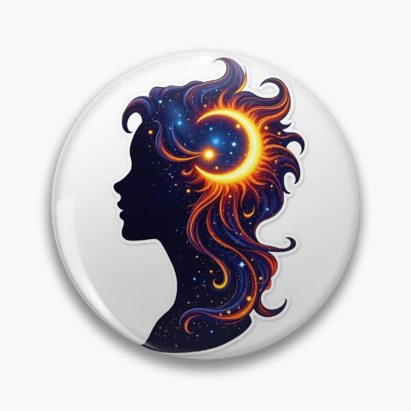 Item preview, Celestial Woman Silhouette – Sun, Moon & Galaxy Hair Art designed and sold by Thread-Verse.