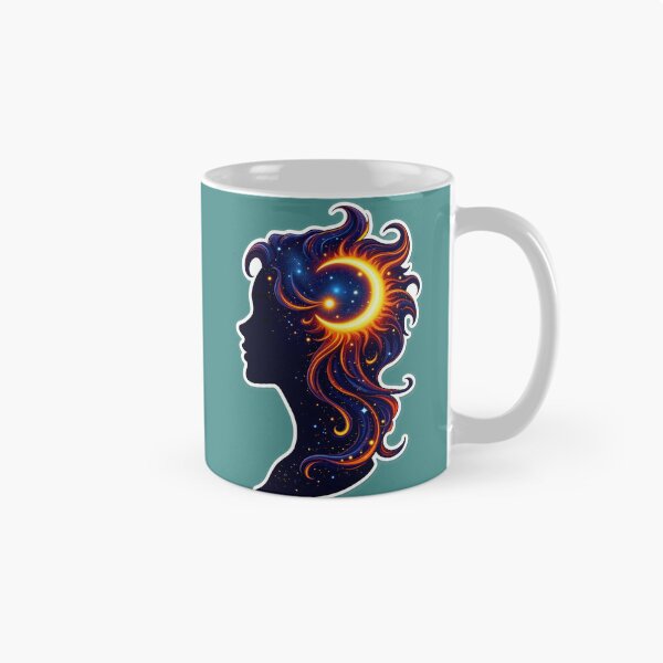Item preview, Celestial Woman Silhouette – Sun, Moon & Galaxy Hair Art designed and sold by Thread-Verse.