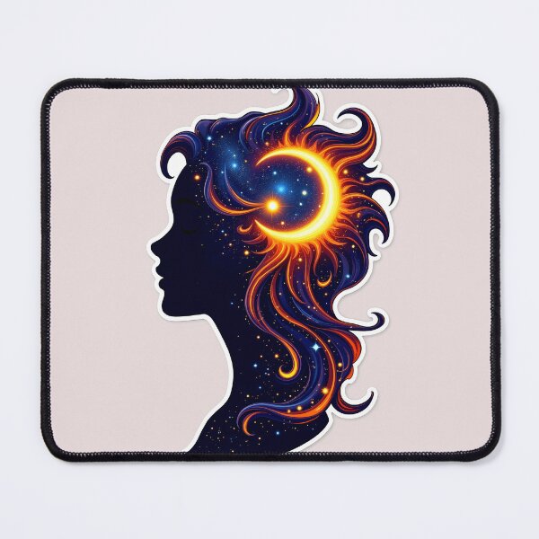 Item preview, Celestial Woman Silhouette – Sun, Moon & Galaxy Hair Art designed and sold by Thread-Verse.