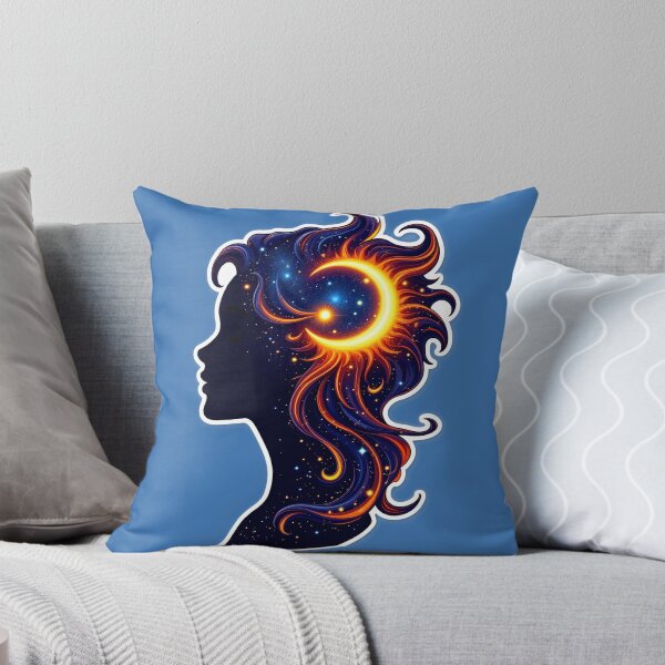 Item preview, Celestial Woman Silhouette – Sun, Moon & Galaxy Hair Art designed and sold by Thread-Verse.