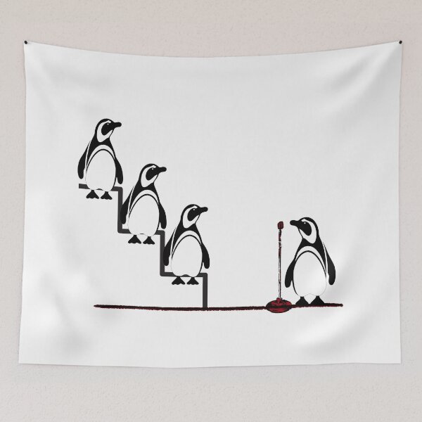 Aperçu de l'œuvre Penguin Queue – Dessin au trait minimaliste créée et vendue par KA-Design-Art.