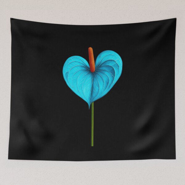 Item preview, Vibrant Blue Anthurium, Heart Shaped Laceleaf Flower. Vintage Botanical Illustration from Natural History, Tropical Minimalism designed and sold by Cybermariko.