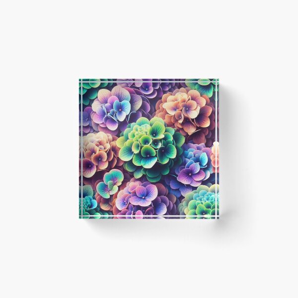 Item preview, Colorful multicolor hydrangeas as a photo pattern with petals closeup designed and sold by EmeraldeaArt.