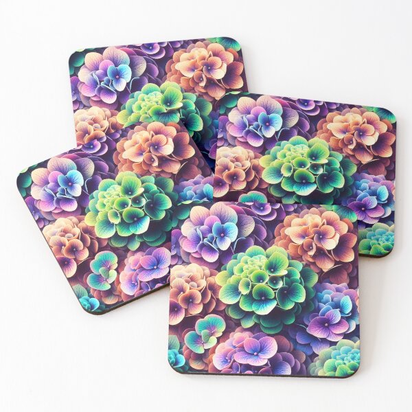 Item preview, Colorful multicolor hydrangeas as a photo pattern with petals closeup designed and sold by EmeraldeaArt.