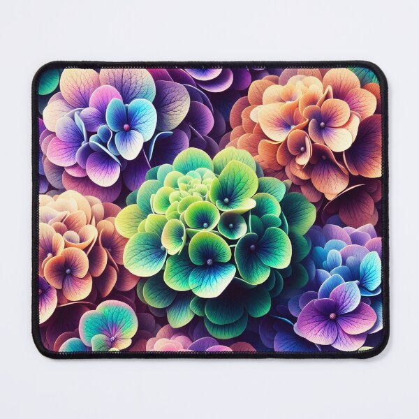Item preview, Colorful multicolor hydrangeas as a photo pattern with petals closeup designed and sold by EmeraldeaArt.