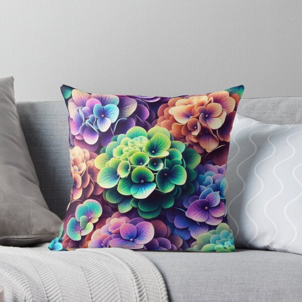 Item preview, Colorful multicolor hydrangeas as a photo pattern with petals closeup designed and sold by EmeraldeaArt.