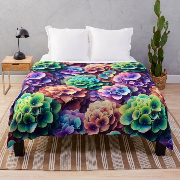 Item preview, Colorful multicolor hydrangeas as a photo pattern with petals closeup designed and sold by EmeraldeaArt.