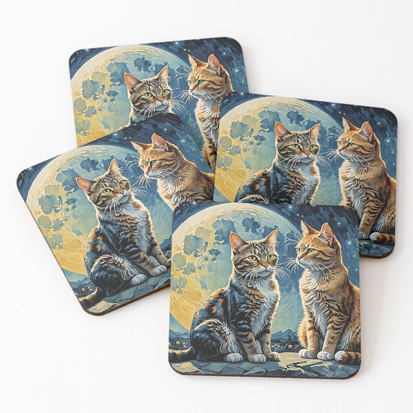 Item preview, Cats in front of a supermoon designed and sold by Palatinasart.