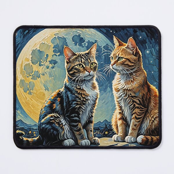 Item preview, Cats in front of a supermoon designed and sold by Palatinasart.