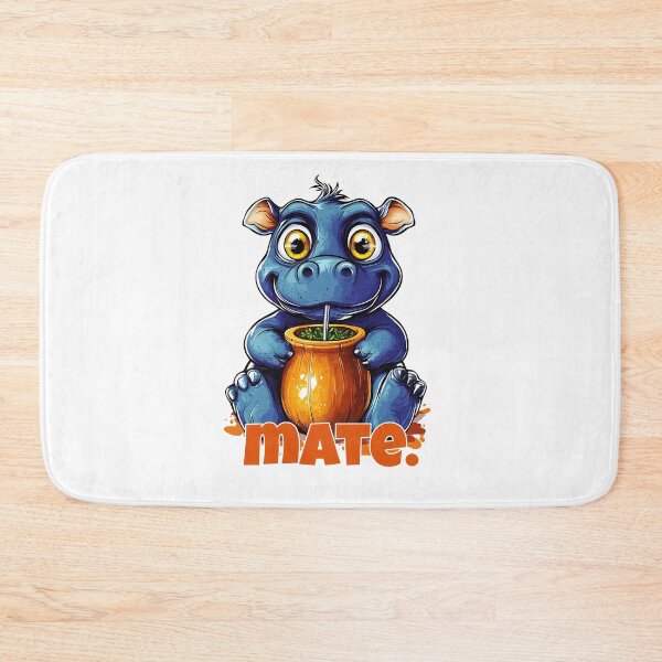 Item preview, Cute Blue Hippo Drinking Yerba Mate – Funny Mate Lover Design designed and sold by flamini.