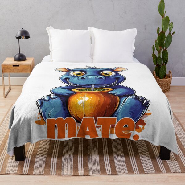 Item preview, Cute Blue Hippo Drinking Yerba Mate – Funny Mate Lover Design designed and sold by flamini.