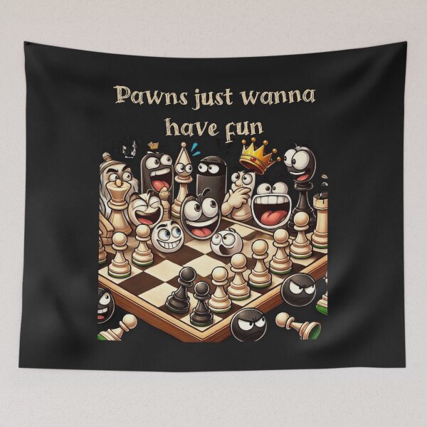 Item preview, Funny Cartoon Chessboard with Animated Chess Pieces designed and sold by BogskyShop.