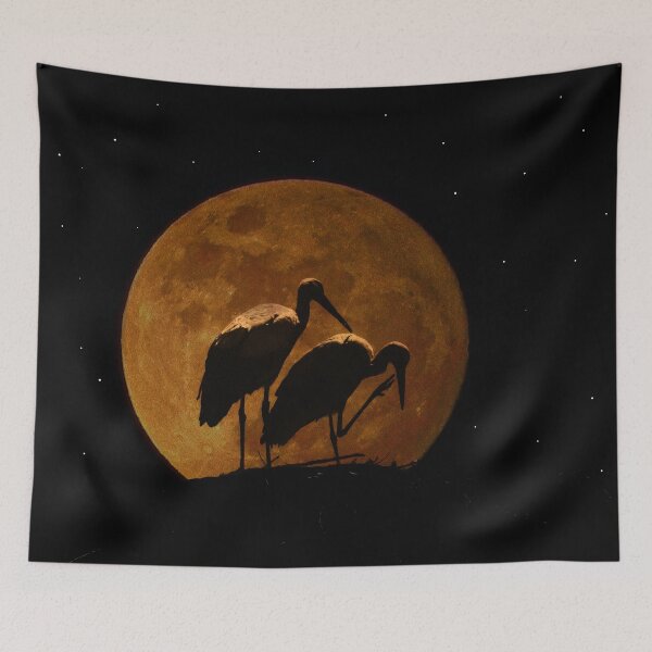 Item preview, Stork couple in the moon designed and sold by Palatinasart.