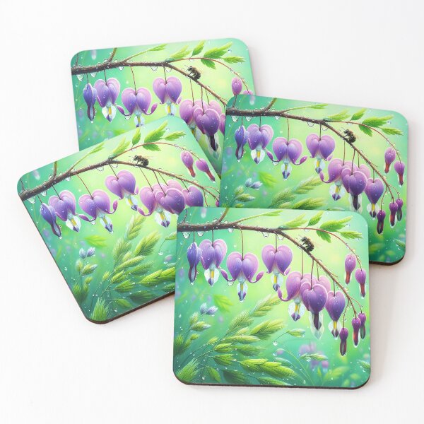 Item preview, Bee on dangling purple bellfower kind dew raindrops blooming grass aesthetic purple green realistic digitalart designed and sold by EmeraldeaArt.