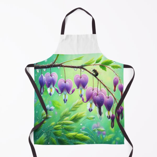 Item preview, Bee on dangling purple bellfower kind dew raindrops blooming grass aesthetic purple green realistic digitalart designed and sold by EmeraldeaArt.