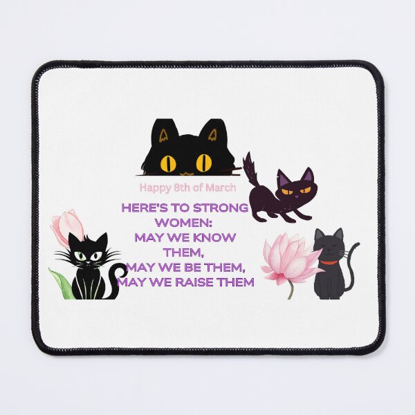 Item preview, Happy women's day with 4 black cat and flowers and meaningful words designed and sold by wallartofmio.