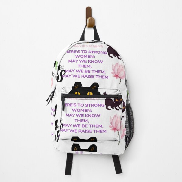 Item preview, Happy women's day with 4 black cat and flowers and meaningful words designed and sold by wallartofmio.