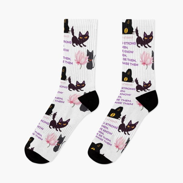 Item preview, Happy women's day with 4 black cat and flowers and meaningful words designed and sold by wallartofmio.