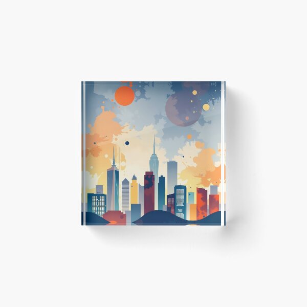 Item preview, Urban Skyline Abstract in Bold Hues sunset designed and sold by bukajart.