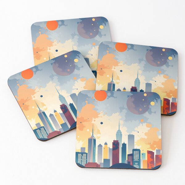 Item preview, Urban Skyline Abstract in Bold Hues sunset designed and sold by bukajart.