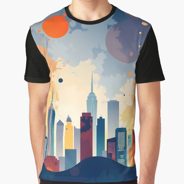 Artikel-Vorschau von Urban Skyline Abstract in kräftigen Farbtönen Sonnenuntergang, designt und verkauft von bukajart.