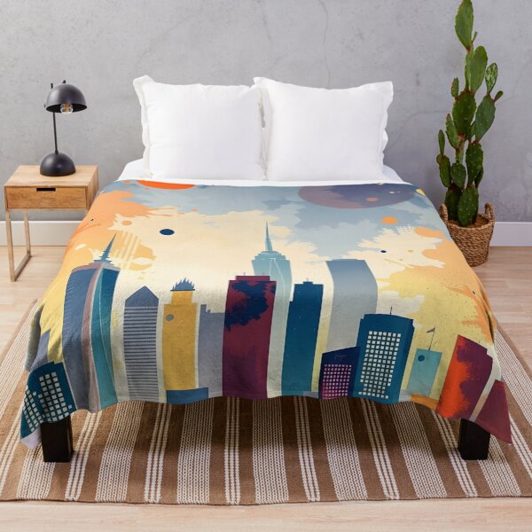 Item preview, Urban Skyline Abstract in Bold Hues sunset designed and sold by bukajart.