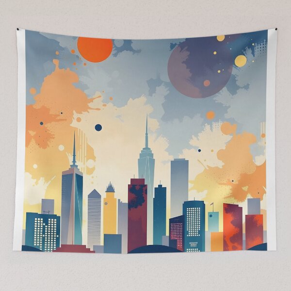 Item preview, Urban Skyline Abstract in Bold Hues sunset designed and sold by bukajart.