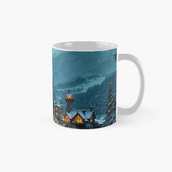 Item preview, Illuminated castle in the winter forest designed and sold by Palatinasart.