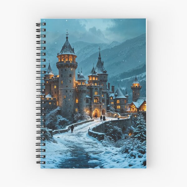 Item preview, Illuminated castle in the winter forest designed and sold by Palatinasart.