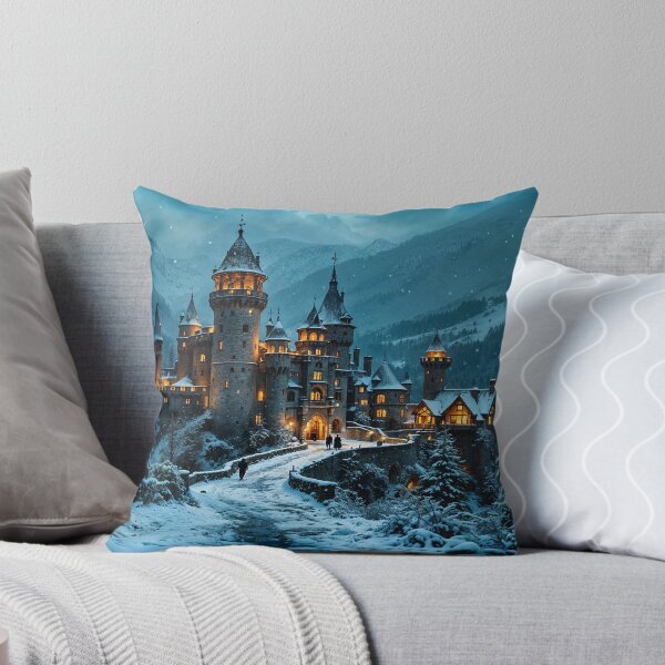 Item preview, Illuminated castle in the winter forest designed and sold by Palatinasart.