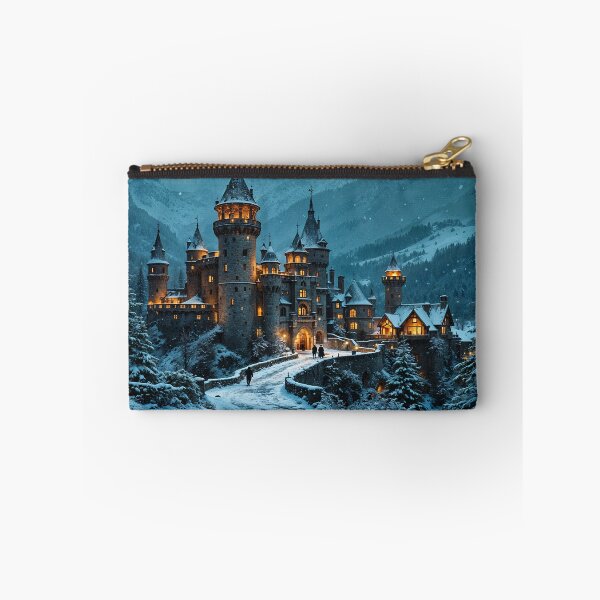 Item preview, Illuminated castle in the winter forest designed and sold by Palatinasart.