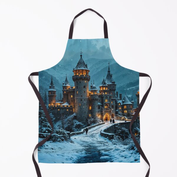 Item preview, Illuminated castle in the winter forest designed and sold by Palatinasart.