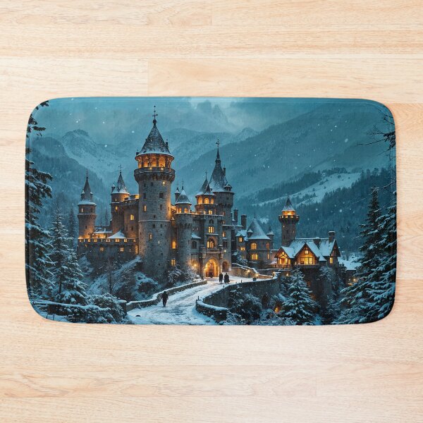 Item preview, Illuminated castle in the winter forest designed and sold by Palatinasart.
