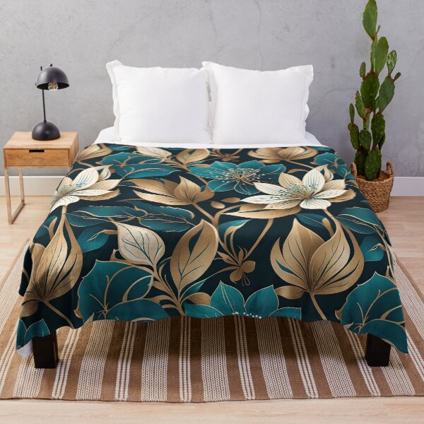Item preview, Modern Teal & Gold Floral Vector | Sleek Botanical Pattern designed and sold by Juliette Ozkalfayan.