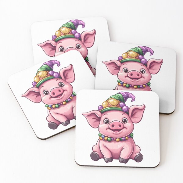 Artikelvorschau, "Niedliches Cartoon-Schwein mit Narrenhut und Perlen entworfen und verkauft von IceFlowerArt.