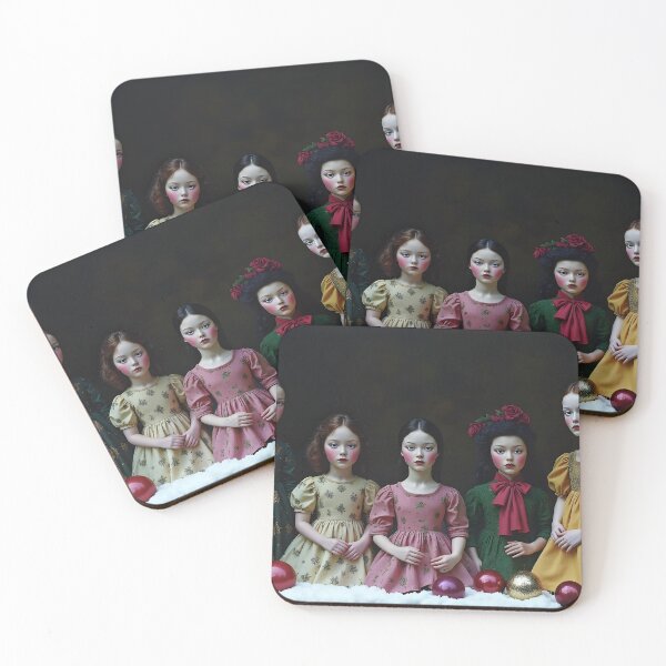Item preview, Christmas-dressed dolls in the window designed and sold by Palatinasart.