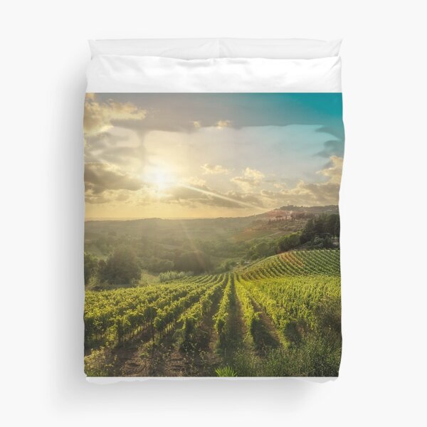 Maremma landscape, vineyards at sunset. Tuscany, Italy Duvet Cover