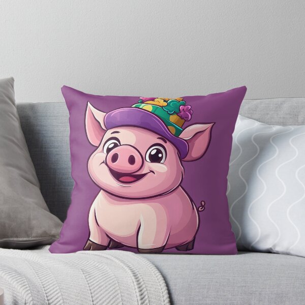 Item preview, Happy Pig with Colorful Hat and Festive Look designed and sold by IceFlowerArt.